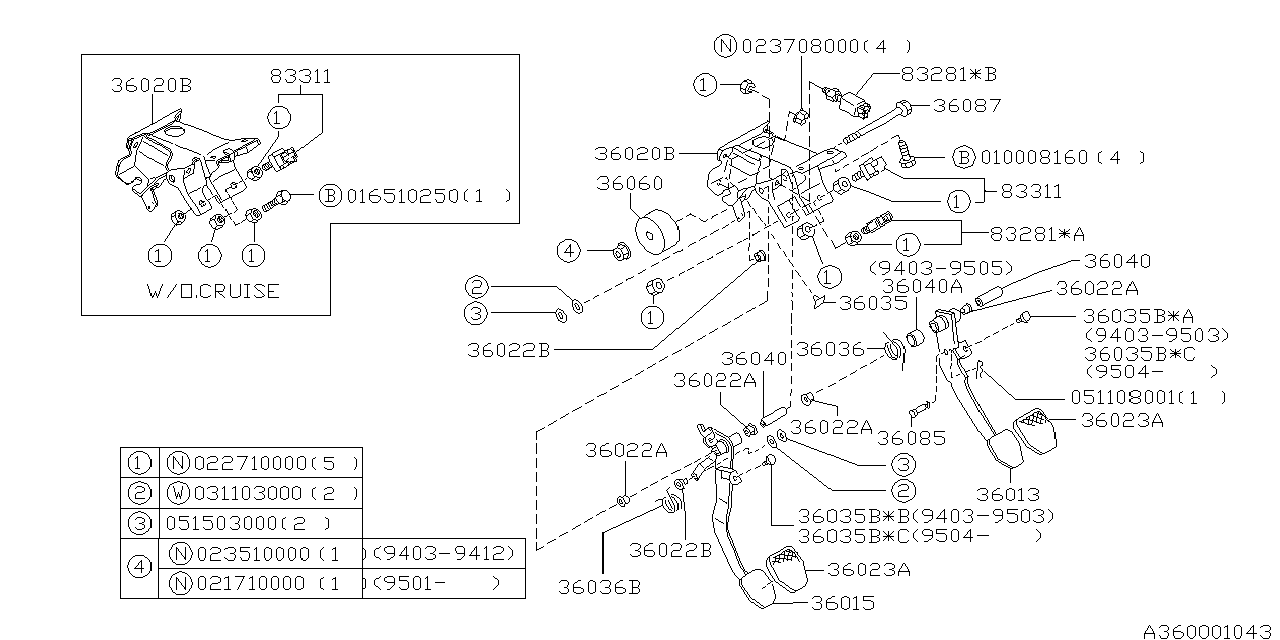 Diagram PEDAL SYSTEM (MT) for your Subaru Outback  