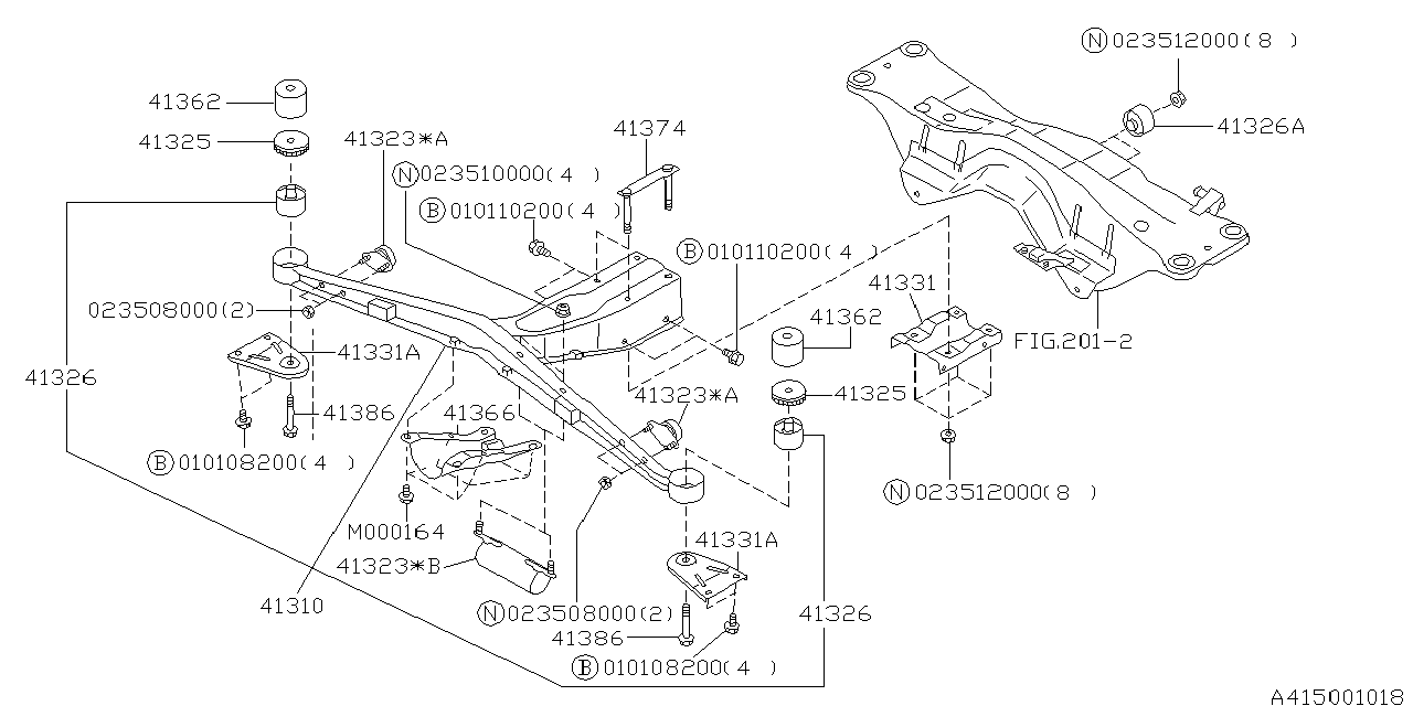 Diagram DIFFERENTIAL MOUNTING for your 2004 Subaru Impreza   