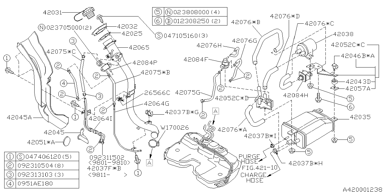 Diagram FUEL PIPING for your 1996 Subaru Impreza 2.2L AT 4WD LX Coupe 