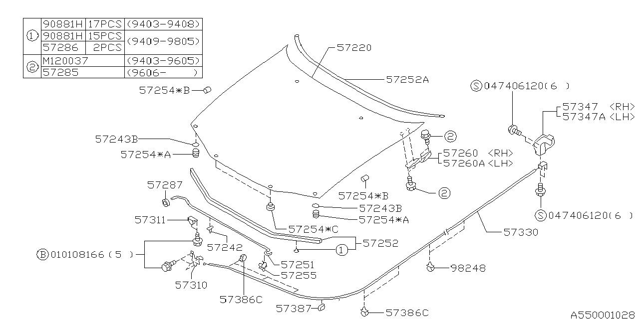 Diagram FRONT HOOD & FRONT HOOD LOCK for your 2010 Subaru Forester  XS 