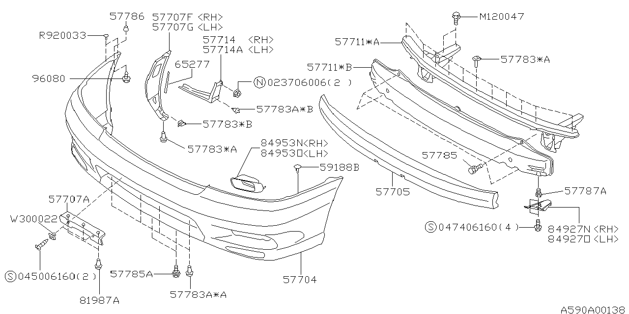 Diagram FRONT BUMPER for your Subaru Legacy  R Limited Sedan