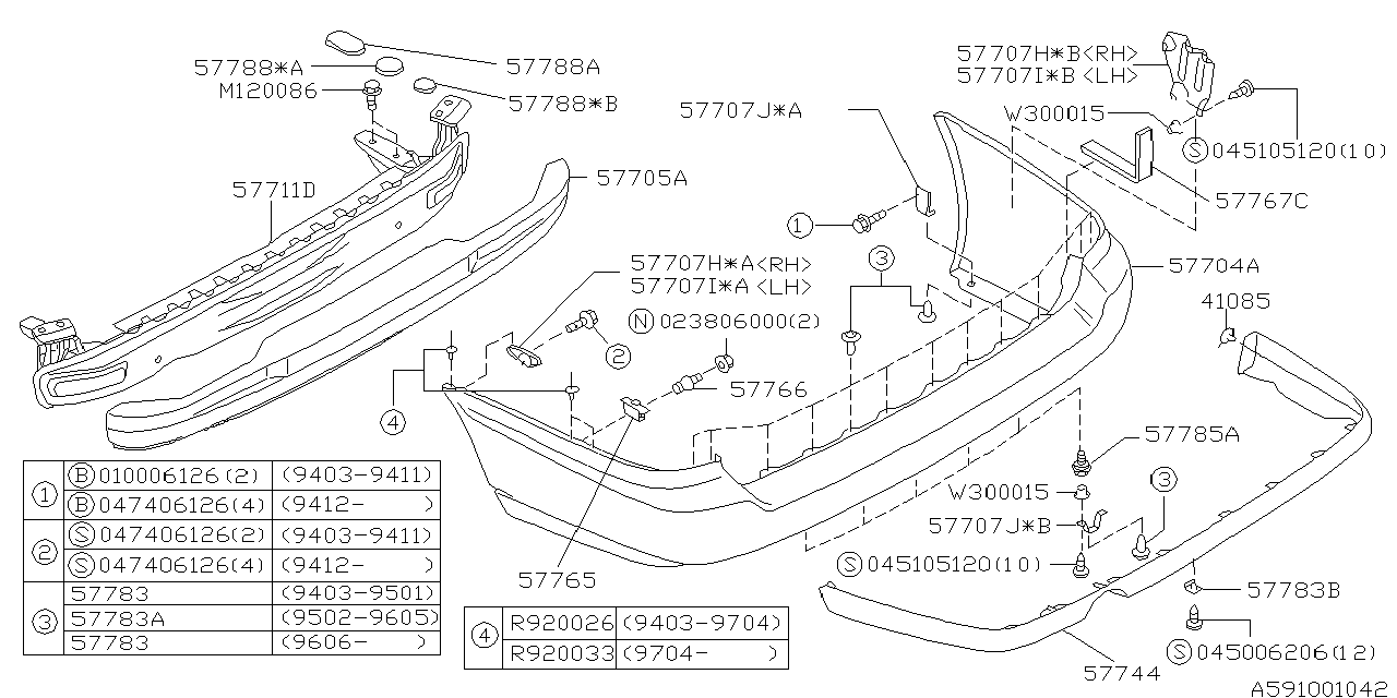 Diagram REAR BUMPER for your 1998 Subaru Legacy  Brighton Wagon 