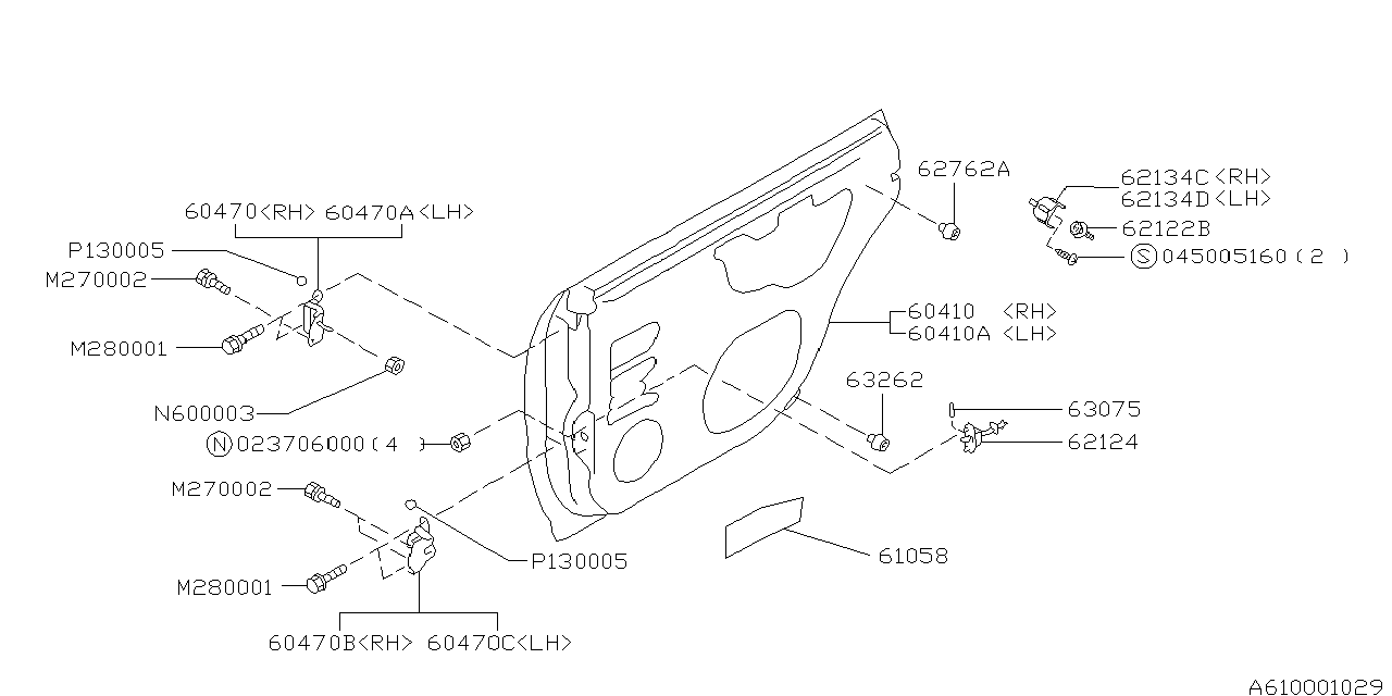 Diagram REAR DOOR PANEL for your 1995 Subaru