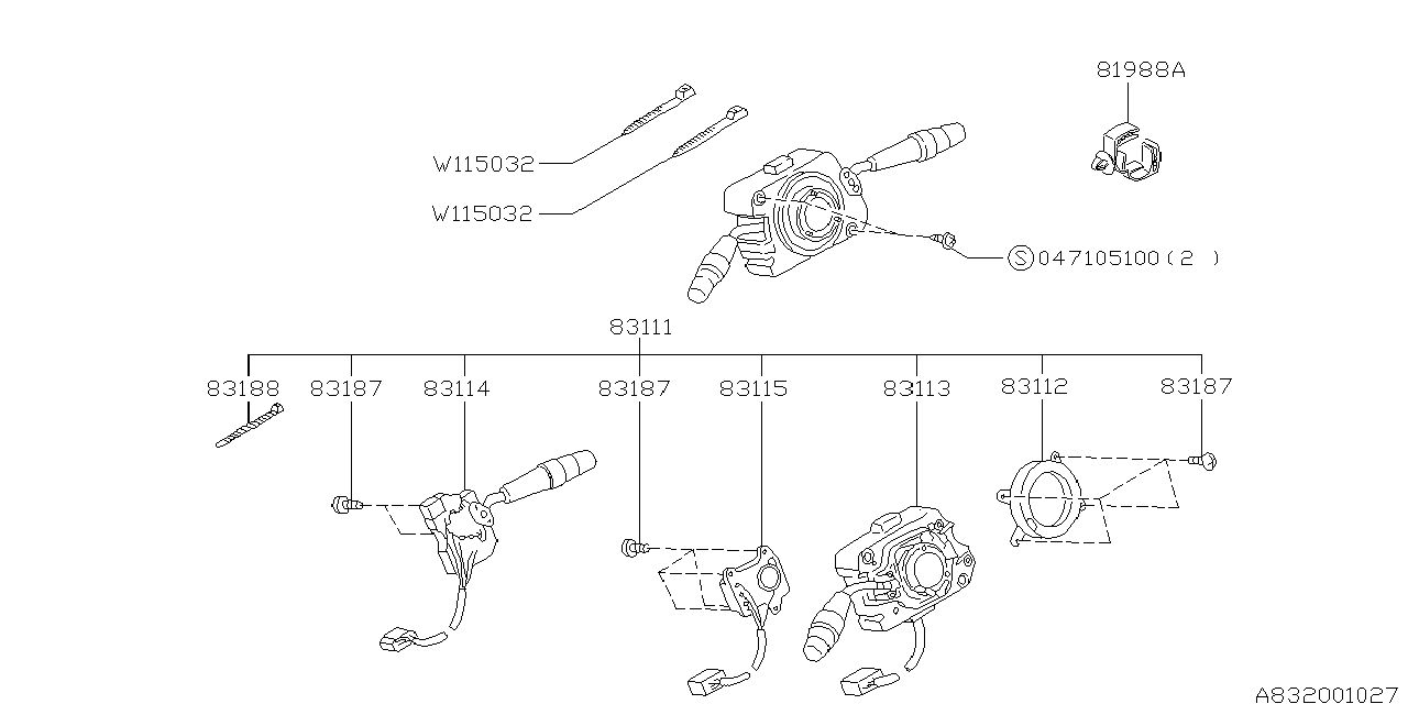 Diagram SWITCH (COMBINATION) for your 2001 Subaru Outback 2.5L MT Limited Wagon 