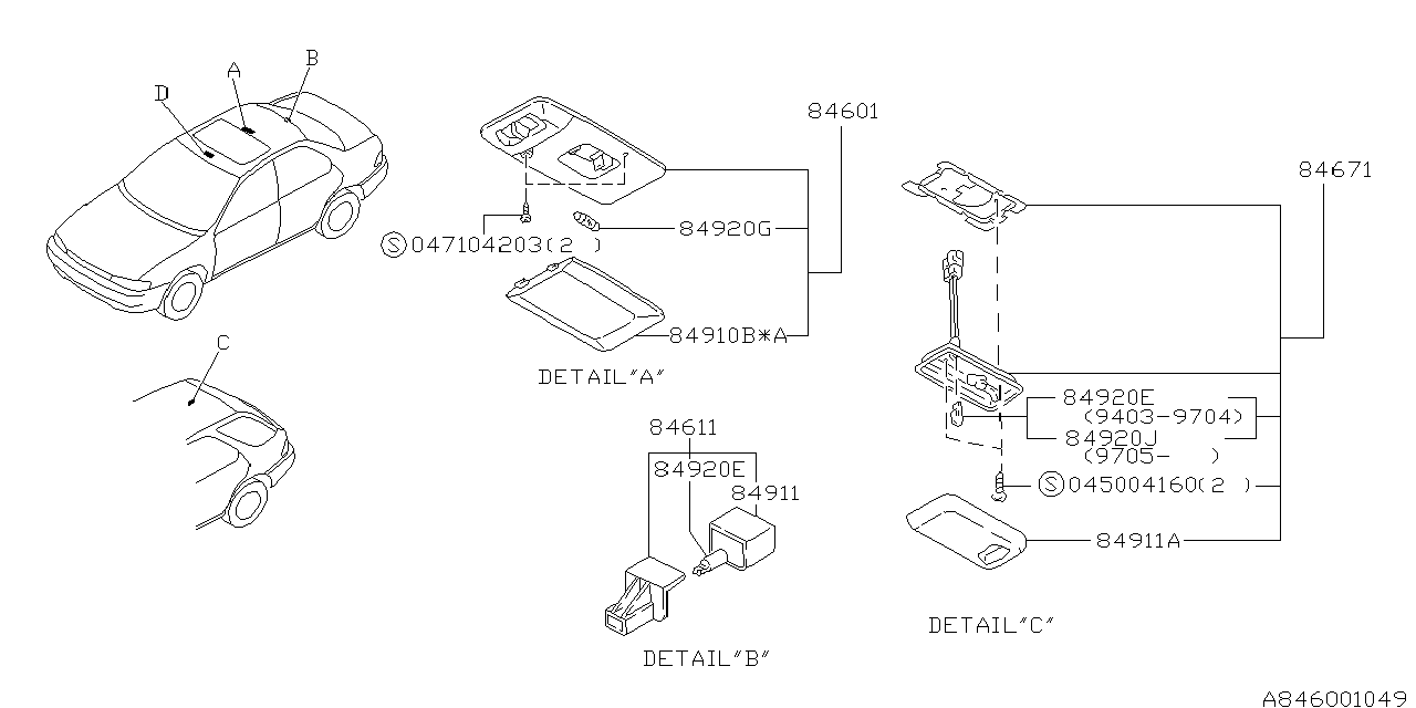 Diagram LAMP (ROOM) for your Subaru Legacy  