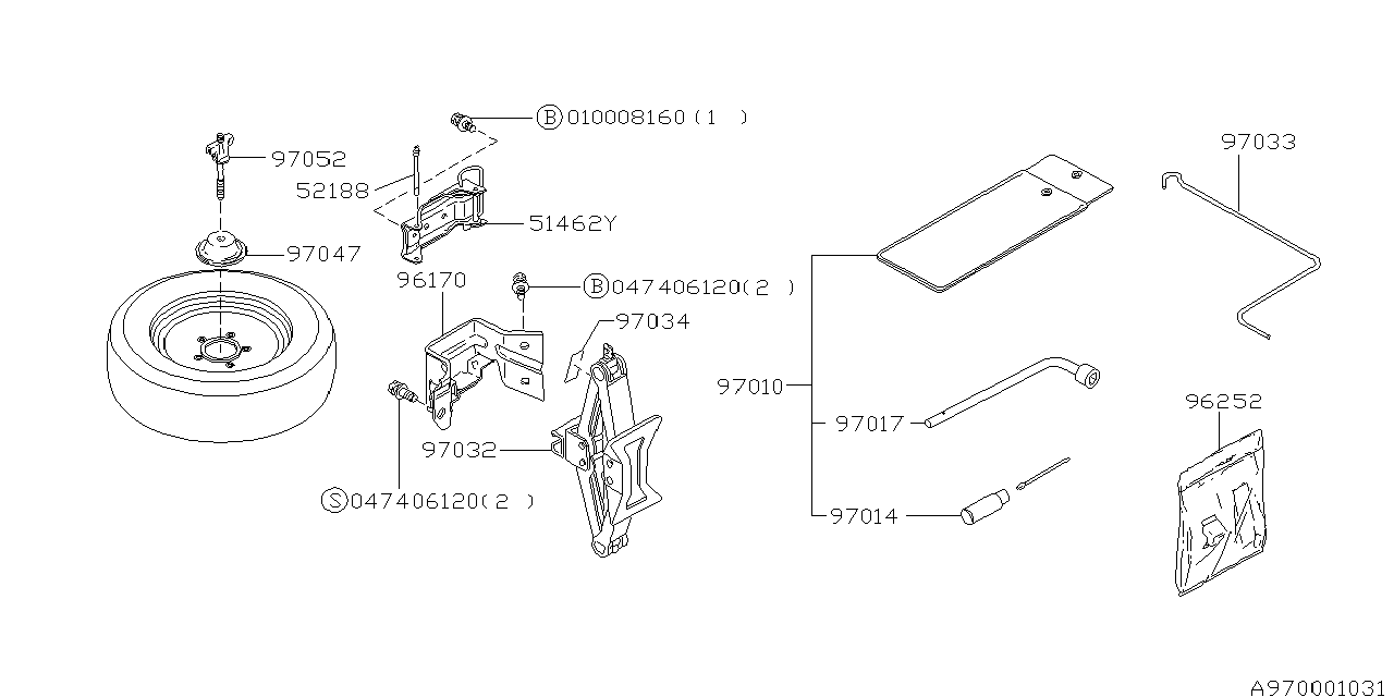 Diagram TOOL KIT & JACK for your 2006 Subaru Forester   