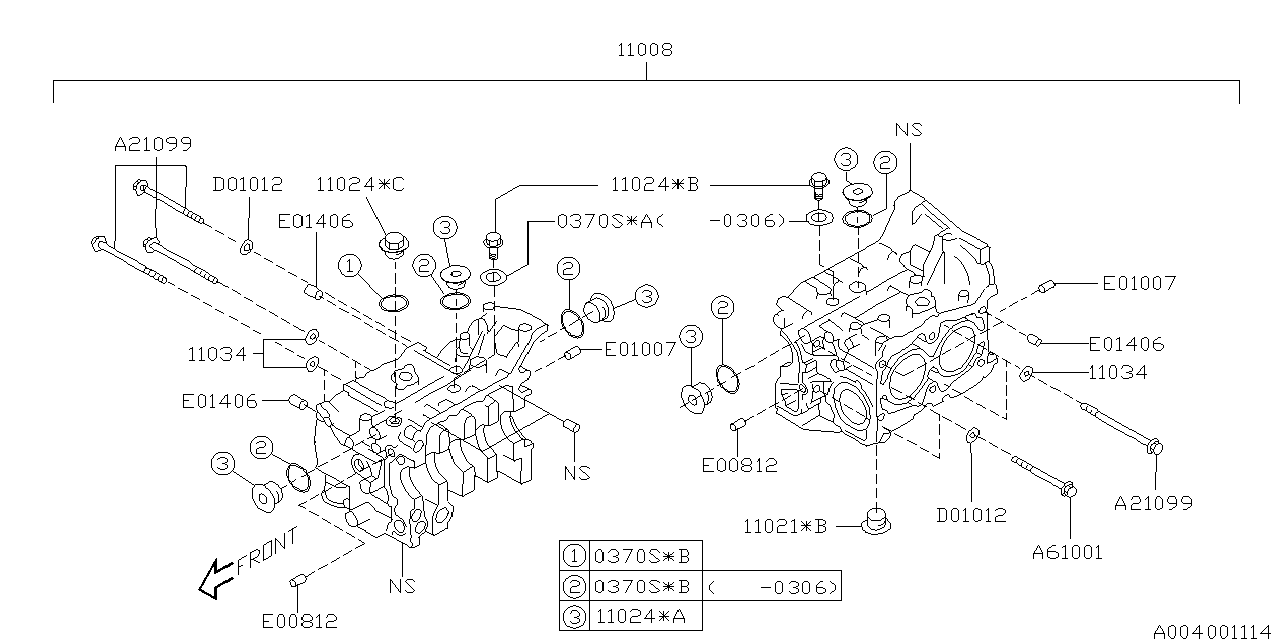 Diagram CYLINDER BLOCK for your 2011 Subaru Legacy   