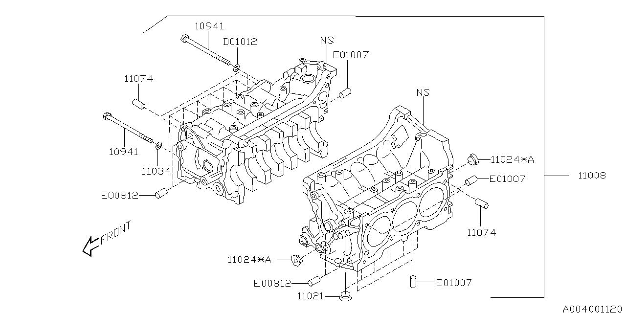 Diagram CYLINDER BLOCK for your 2001 Subaru Impreza   