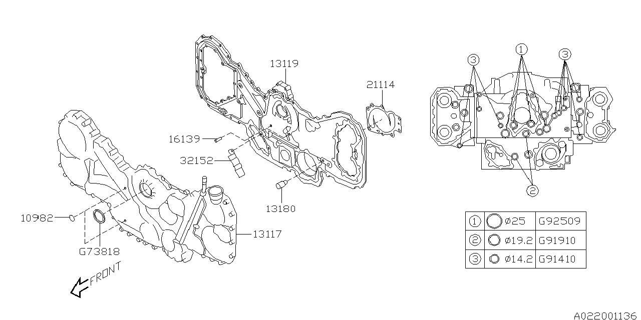 Diagram TIMING BELT COVER for your Subaru WRX PREMIUM WITH LIP ES 