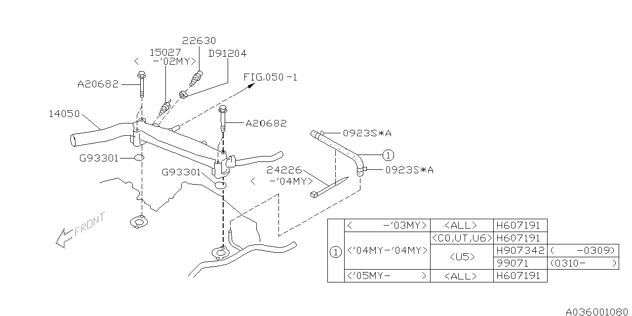 Diagram WATER PIPE (1) for your 2012 Subaru Impreza  Premium Plus Sedan 