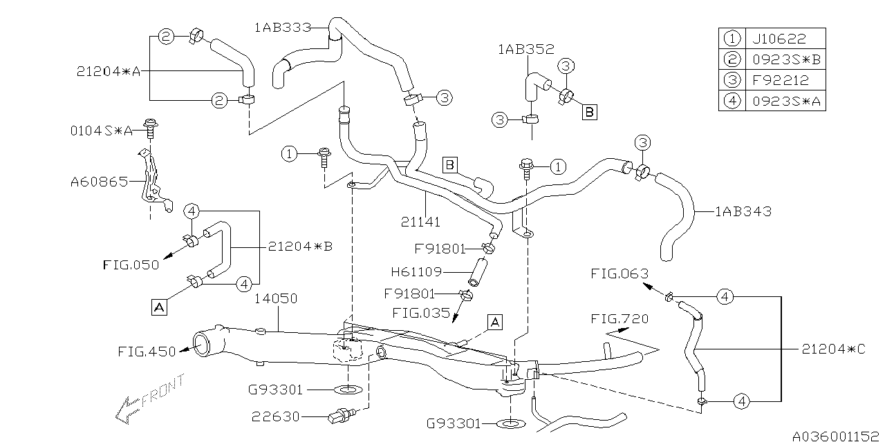 Diagram WATER PIPE (1) for your 2012 Subaru Impreza  Premium Sedan 