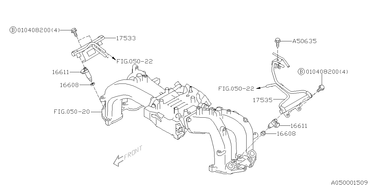 Diagram INTAKE MANIFOLD for your 2004 Subaru Legacy   