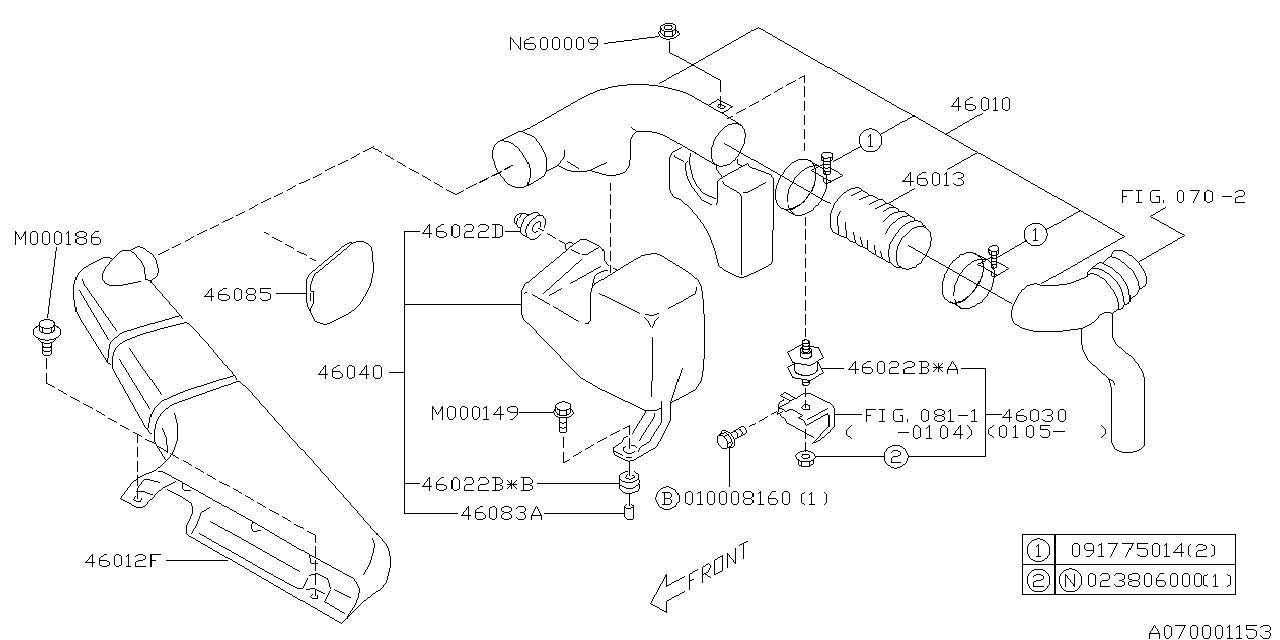 Diagram AIR CLEANER & ELEMENT for your 2009 Subaru Forester   