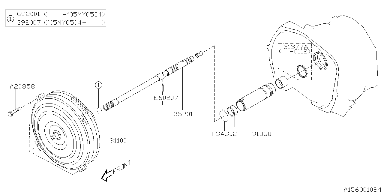 Diagram AT, TORQUE CONVERTER & CONVERTER CASE for your 1996 Subaru Legacy  LS-I WAGON 