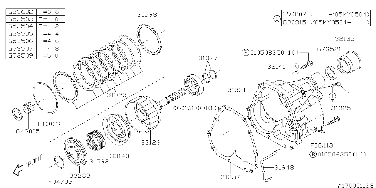 Diagram AT, TRANSFER & EXTENSION for your 2005 Subaru Baja   