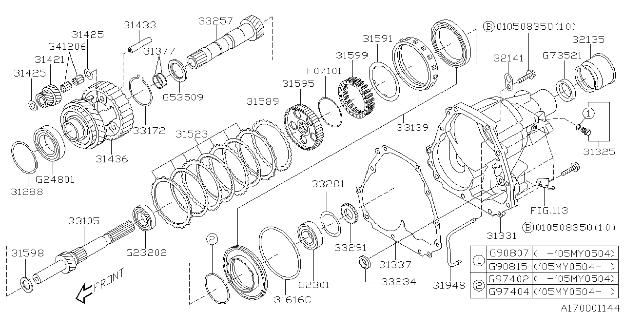 Diagram AT, TRANSFER & EXTENSION for your 2004 Subaru Legacy  GT Sedan 