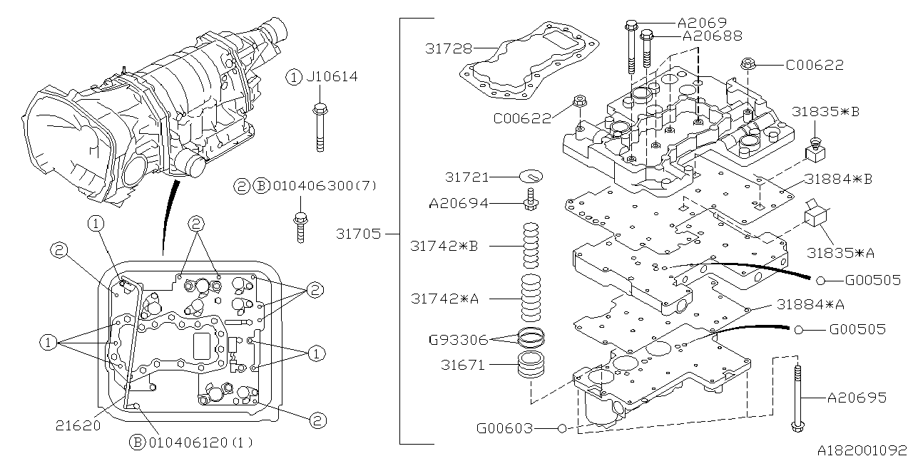 Diagram AT, CONTROL VALVE for your 2002 Subaru STI   