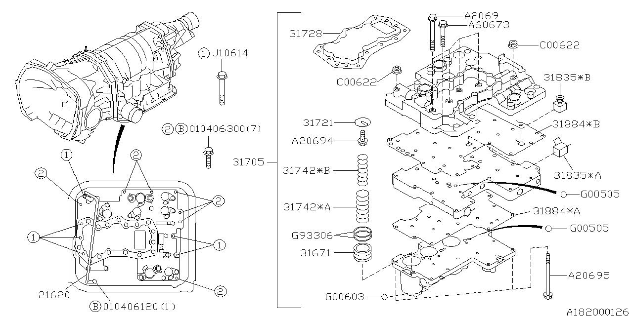 Diagram AT, CONTROL VALVE for your 2011 Subaru Impreza   