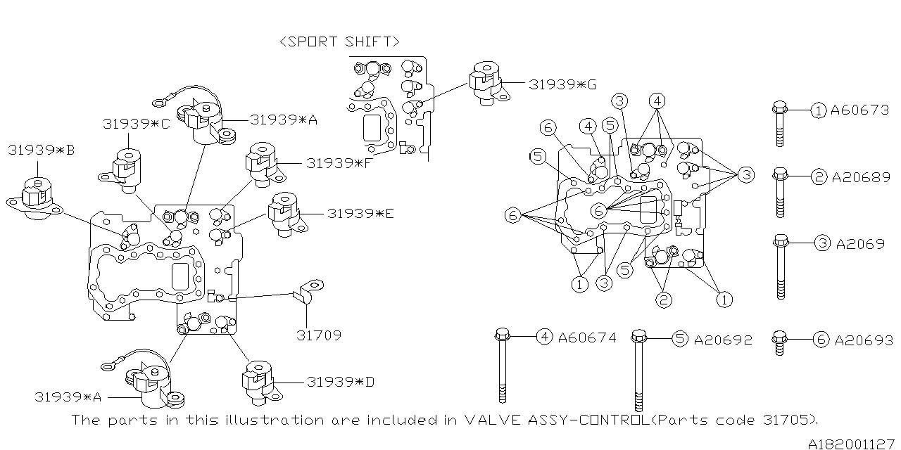 Diagram AT, CONTROL VALVE for your Subaru Impreza 2.0L 5MT 