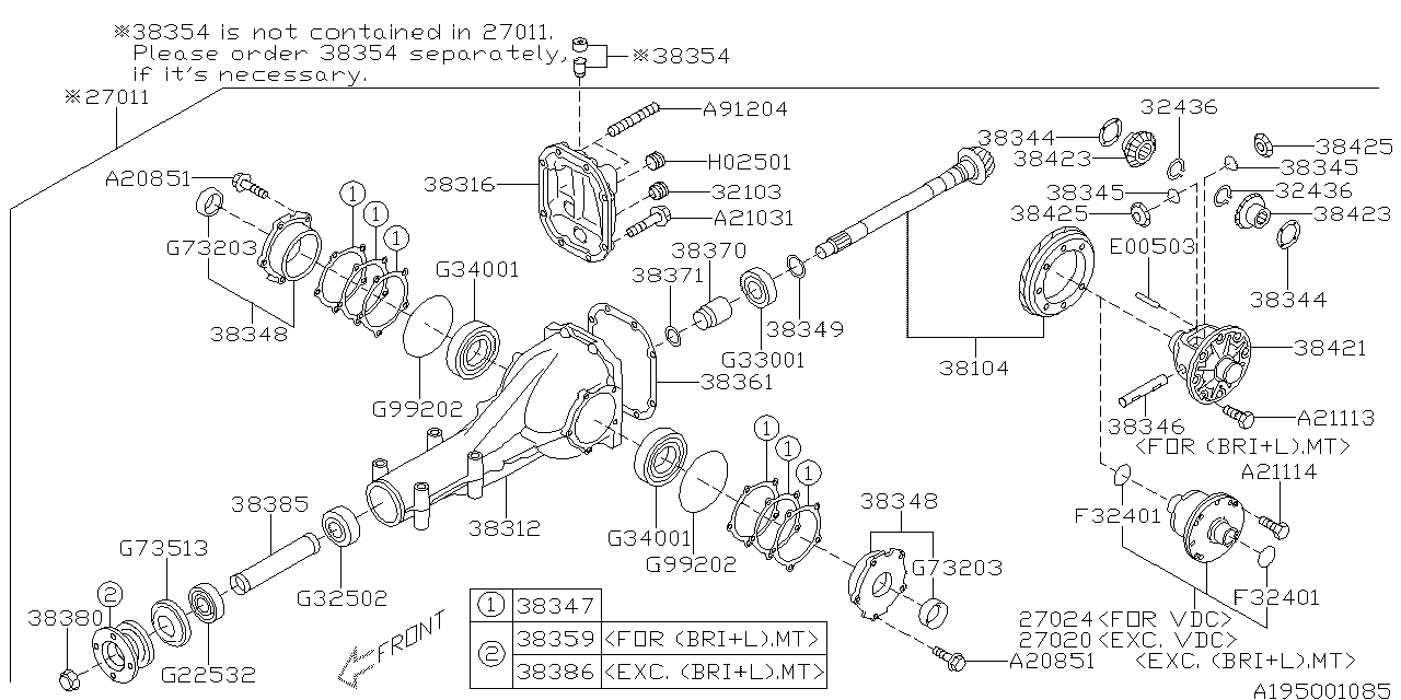 Diagram DIFFERENTIAL (INDIVIDUAL) for your 2002 Subaru Outback   