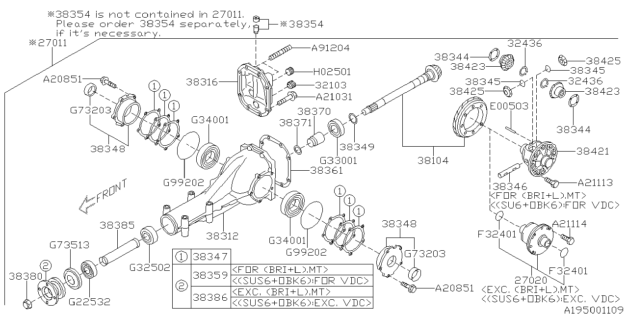 Diagram DIFFERENTIAL (INDIVIDUAL) for your Subaru Legacy  