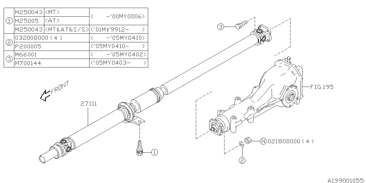 Diagram PROPELLER SHAFT for your Subaru Outback  