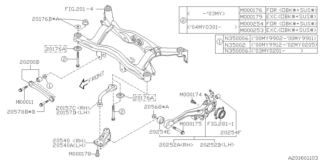 Diagram REAR SUSPENSION for your Subaru Tribeca  