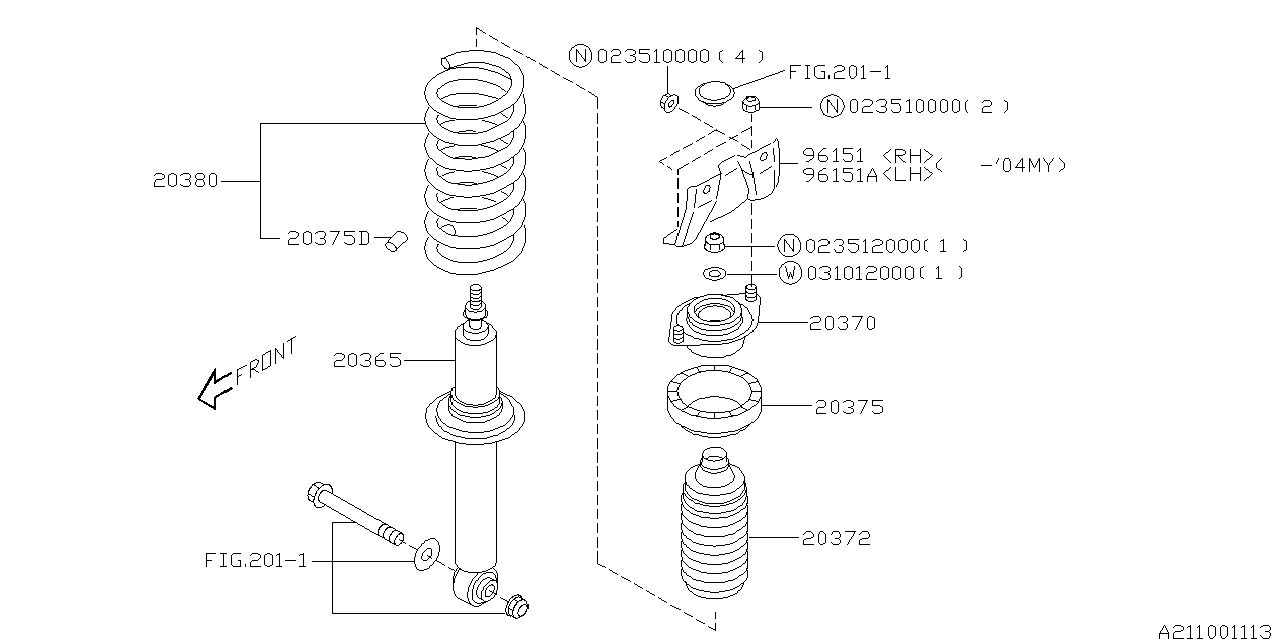 Subaru Baja Base Suspension Shock Absorber. Suspension Strut. Shock ABS ...