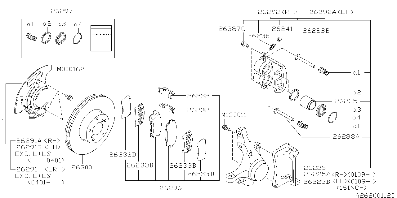 Diagram FRONT BRAKE for your 2000 Subaru STI   