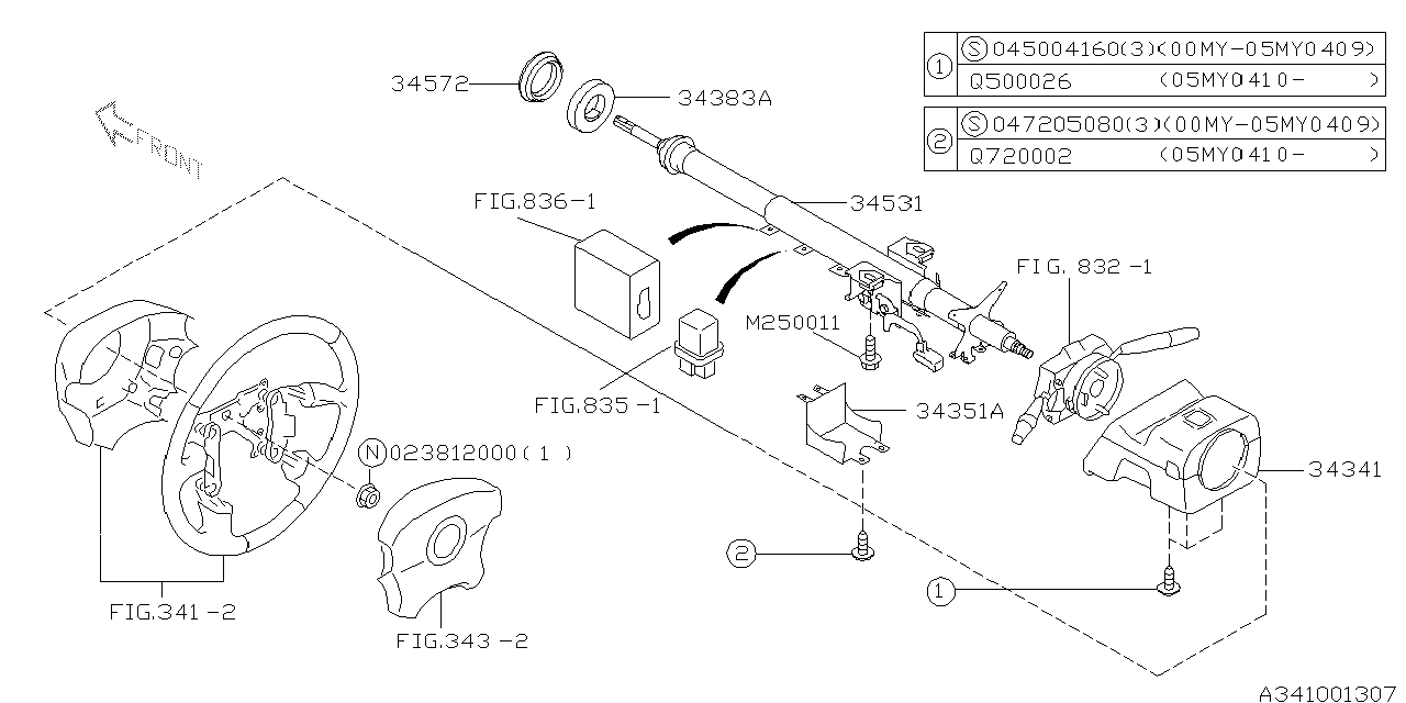 Diagram STEERING COLUMN for your 2011 Subaru STI   