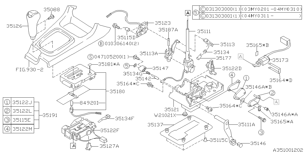 Diagram SELECTOR SYSTEM for your 2001 Subaru WRX  Limited 