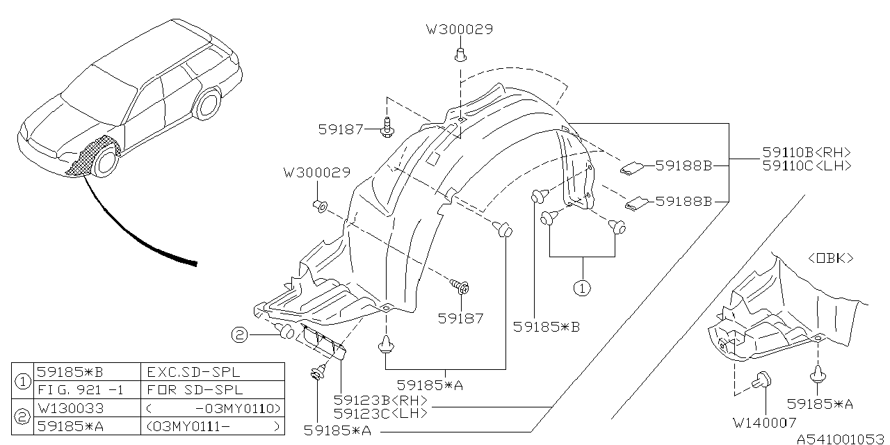 Diagram MUDGUARD for your 2003 Subaru Legacy   