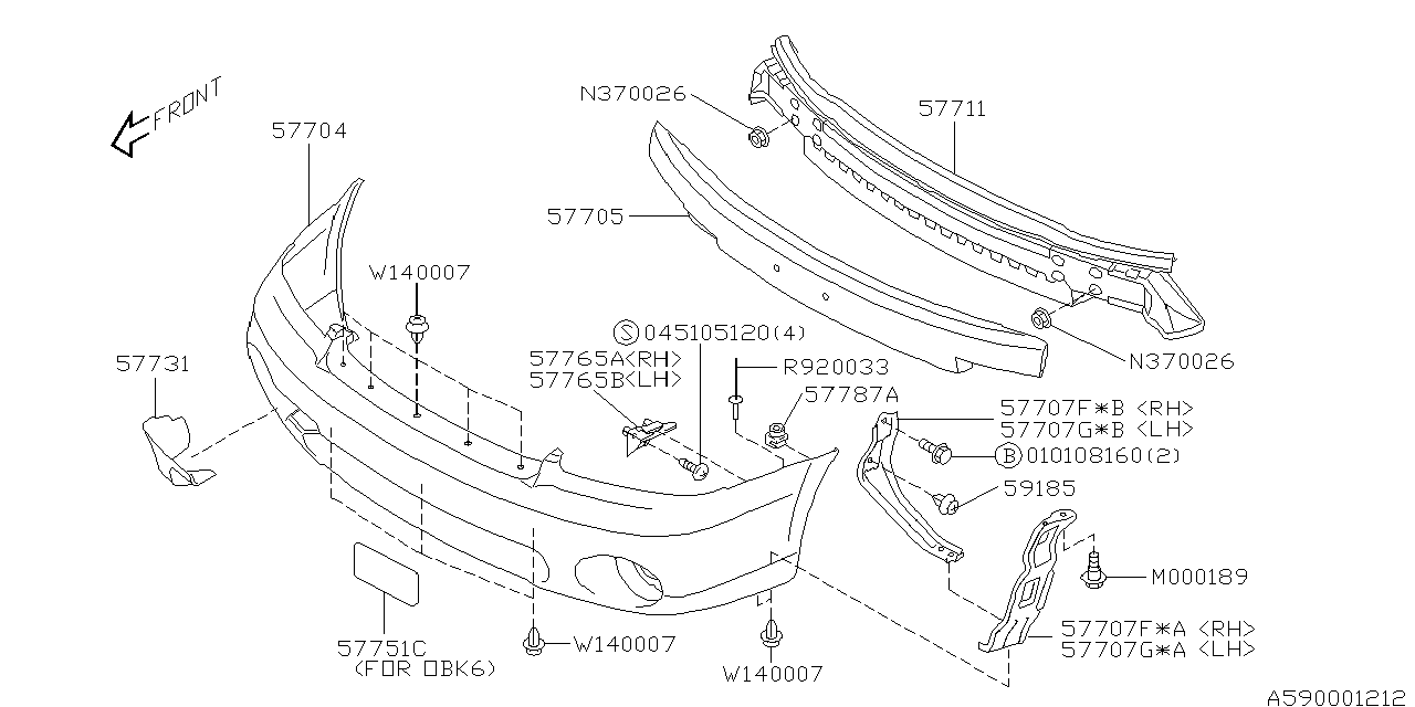 Diagram FRONT BUMPER for your 2019 Subaru Crosstrek   