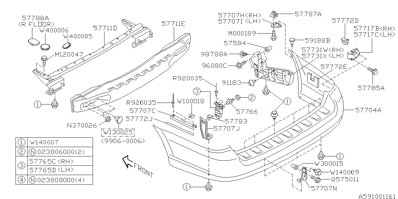 Diagram REAR BUMPER for your 2020 Subaru Impreza  SPORT w/EyeSight SEDAN 