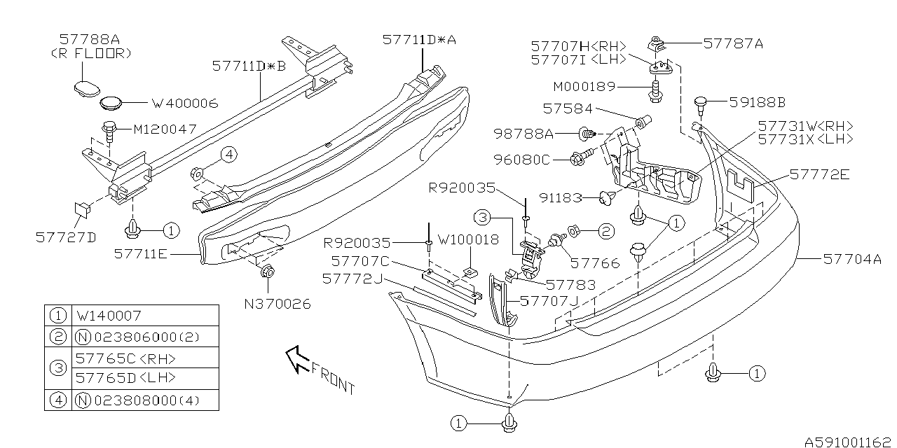 Diagram REAR BUMPER for your 2010 Subaru WRX   