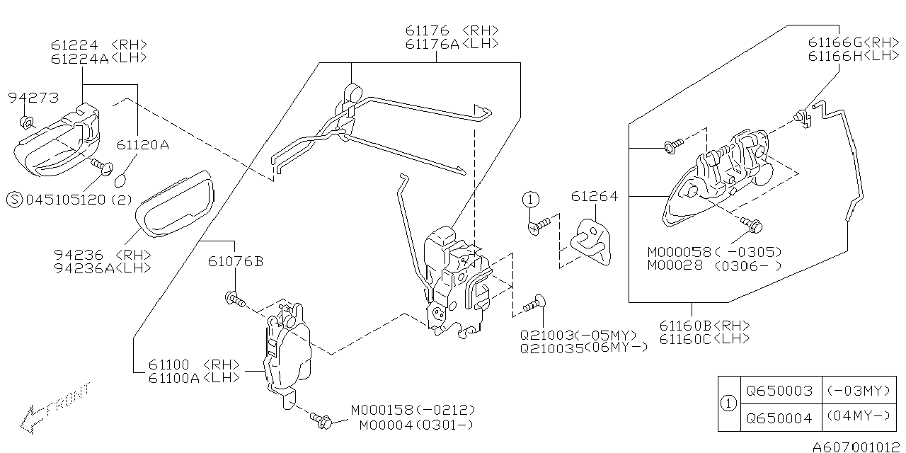 DOOR PARTS (LATCH & HANDLE) Diagram