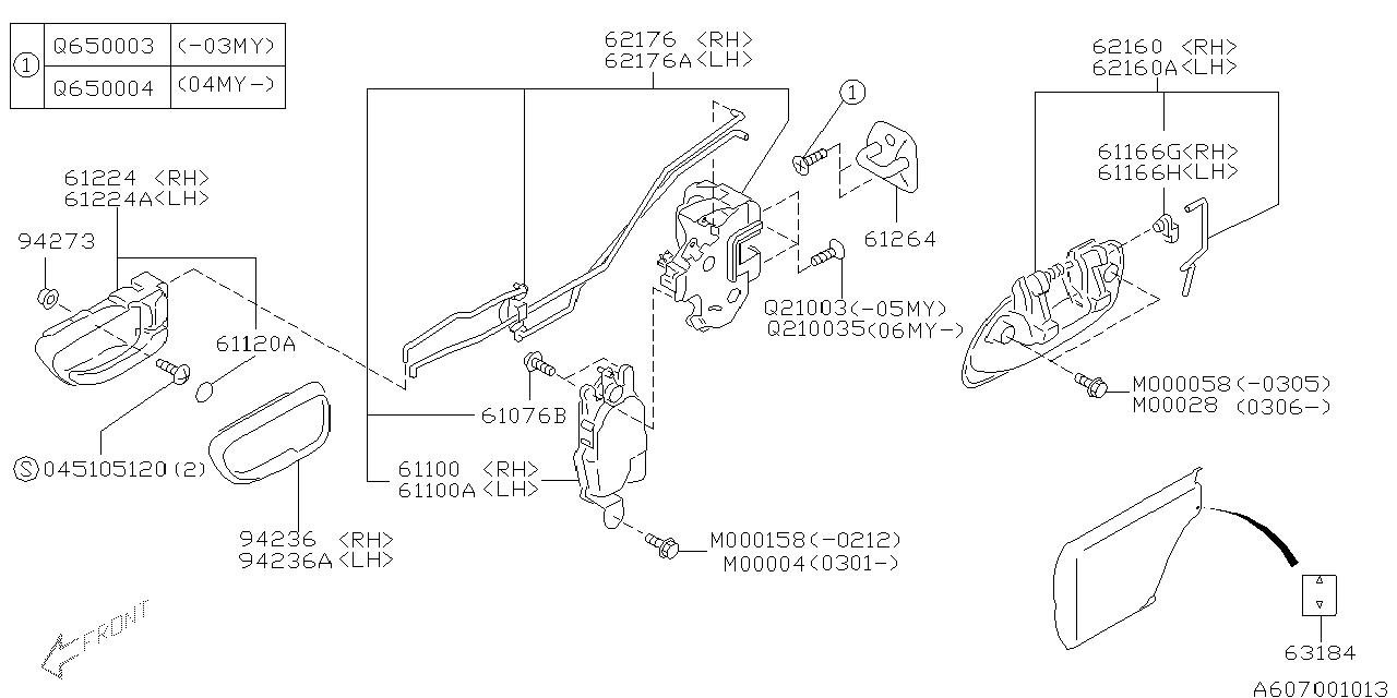 Diagram DOOR PARTS (LATCH & HANDLE) for your 2024 Subaru Outback   