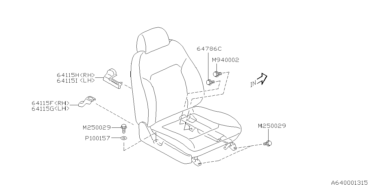 Diagram FRONT SEAT for your 2018 Subaru Crosstrek   