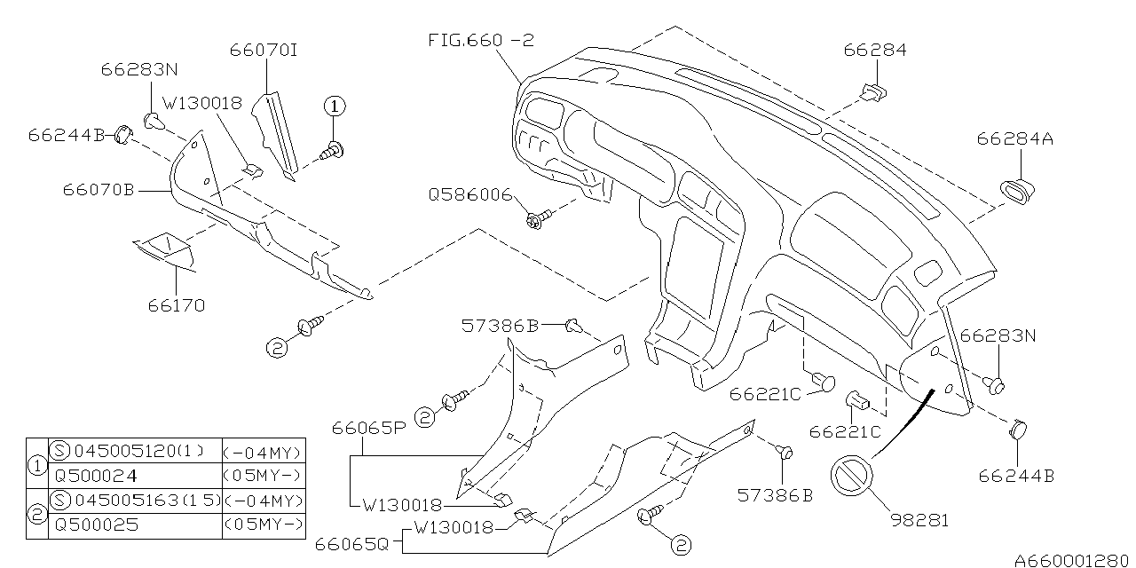 Diagram INSTRUMENT PANEL for your 2010 Subaru Legacy  GT Limited Sedan 