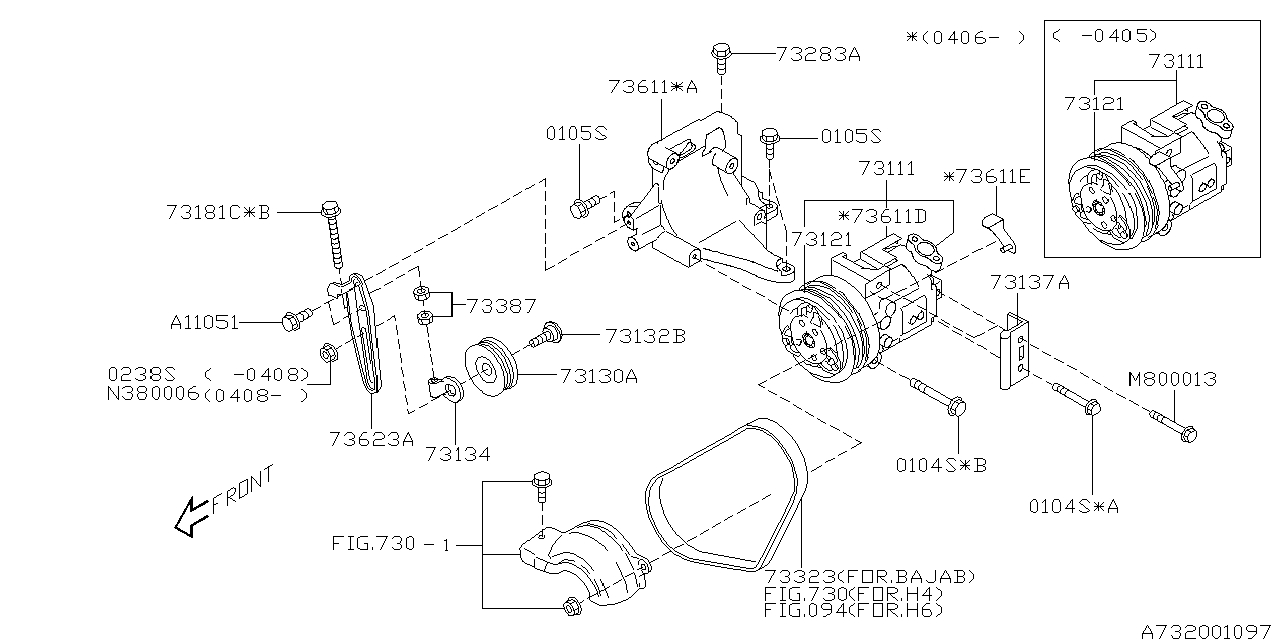 Diagram COMPRESSOR for your 2004 Subaru Legacy  GT Wagon 