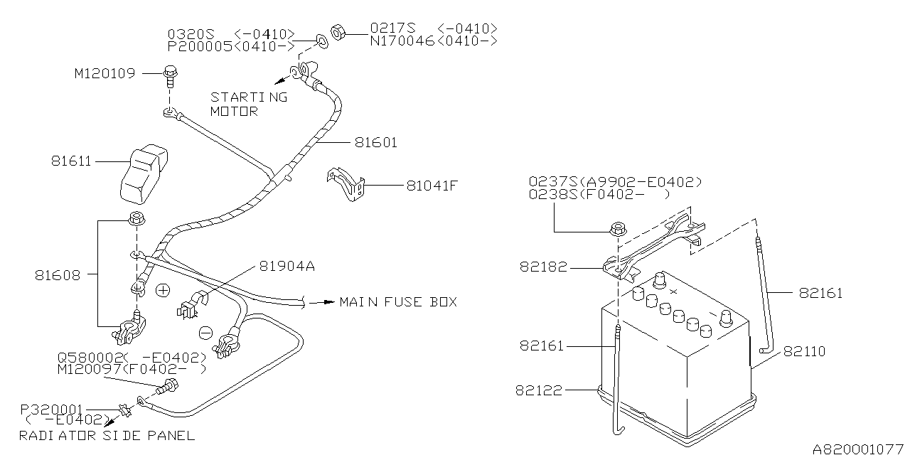 Diagram BATTERY EQUIPMENT for your 2000 Subaru WRX   