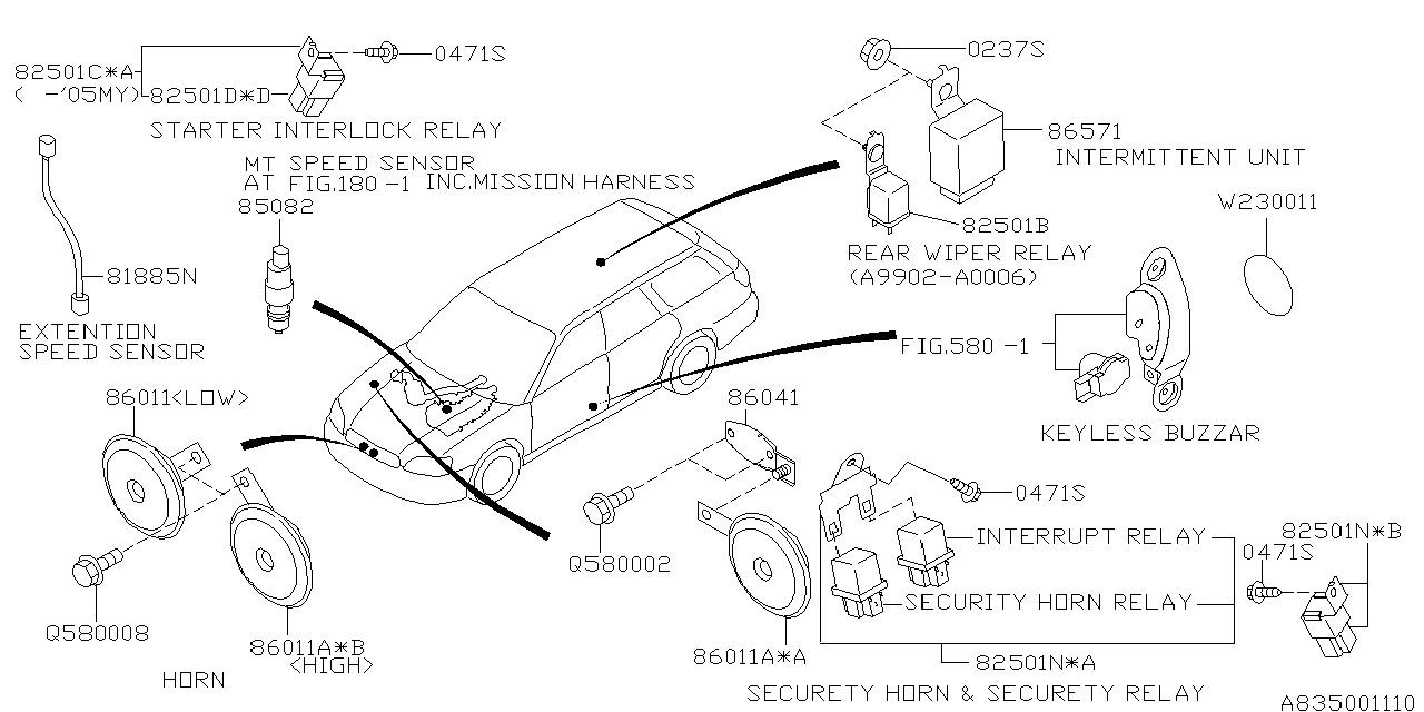 Diagram ELECTRICAL PARTS (BODY) for your 1997 Subaru Outback   