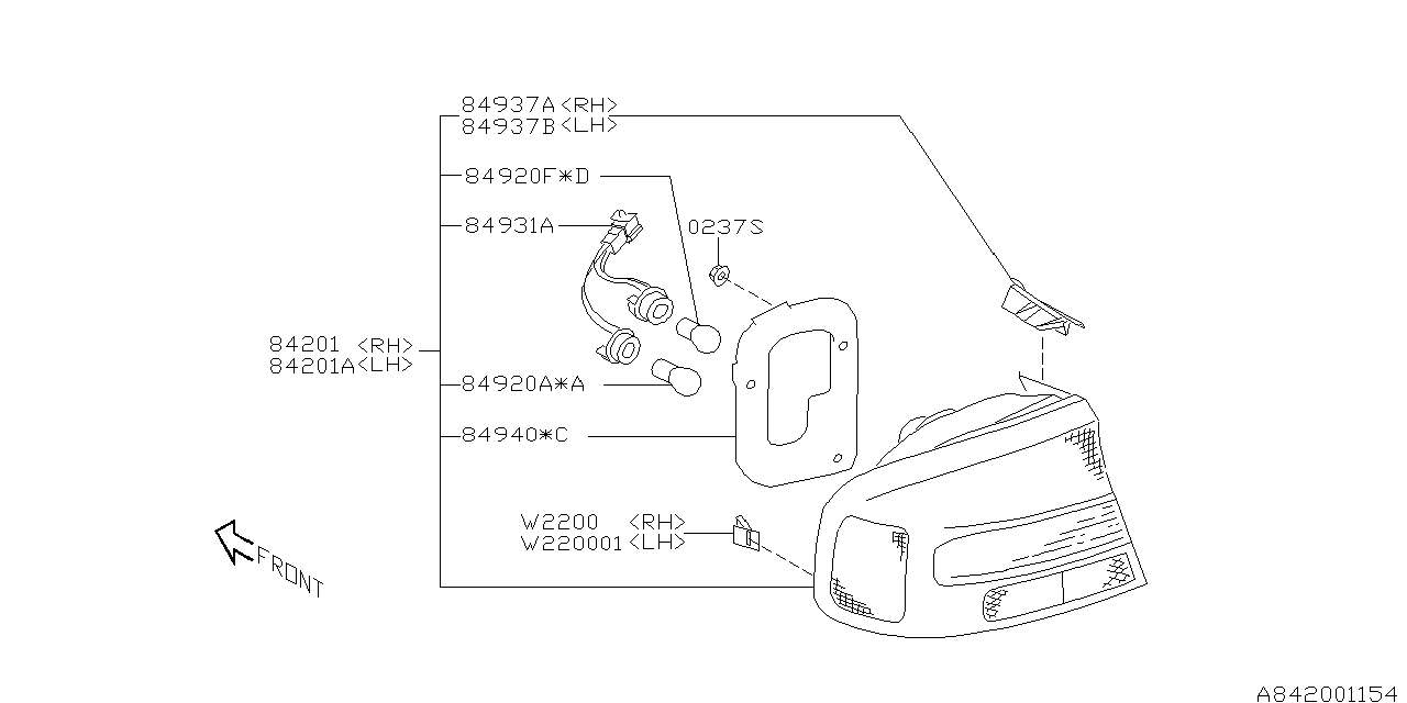 Diagram LAMP (REAR) for your 2001 Subaru Legacy   