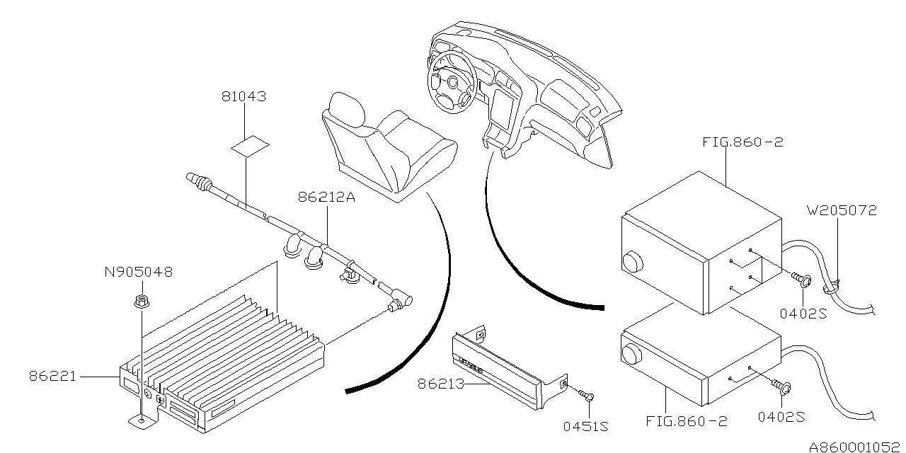 Diagram AUDIO PARTS (RADIO) for your 2006 Subaru Baja   