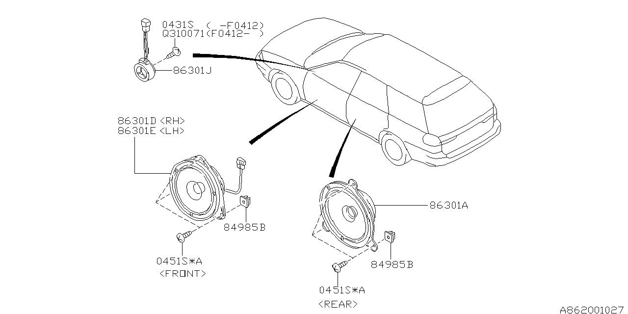 Diagram AUDIO PARTS (SPEAKER) for your 2009 Subaru Impreza 2.5L AT Sedan 