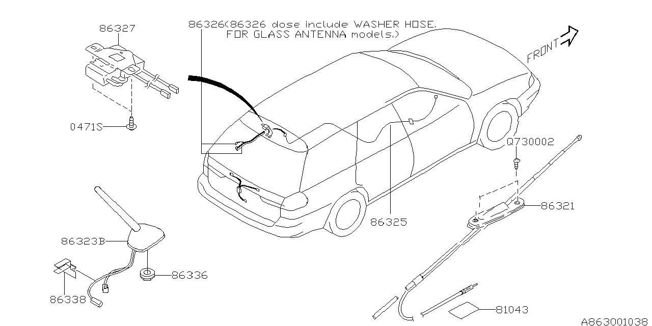 Diagram AUDIO PARTS (ANTENNA) for your 2023 Subaru Ascent  Premium 8-Passenger w/EyeSight 