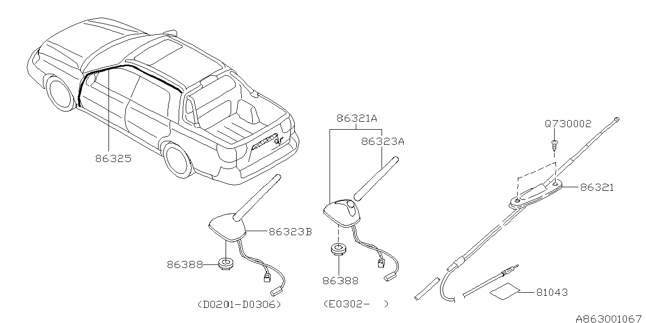 Diagram AUDIO PARTS (ANTENNA) for your 2008 Subaru STI   