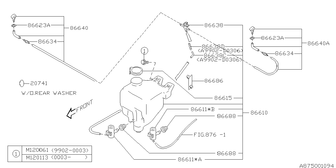 Diagram WINDSHIELD WASHER for your 2003 Subaru Legacy   