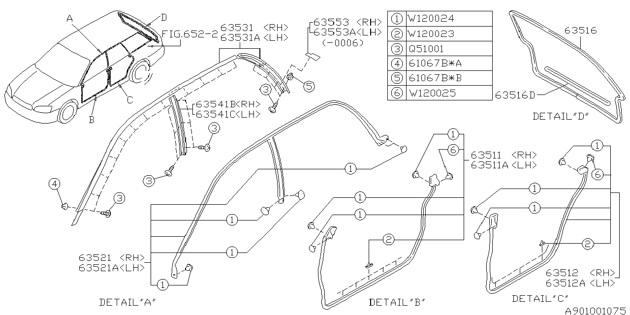 Diagram WEATHER STRIP for your 2004 Subaru Outback  SUS LIMITED SEDAN 