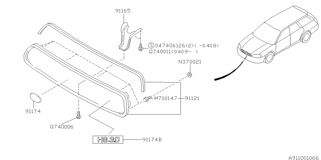 Diagram FRONT GRILLE for your 2018 Subaru Outback  Base 